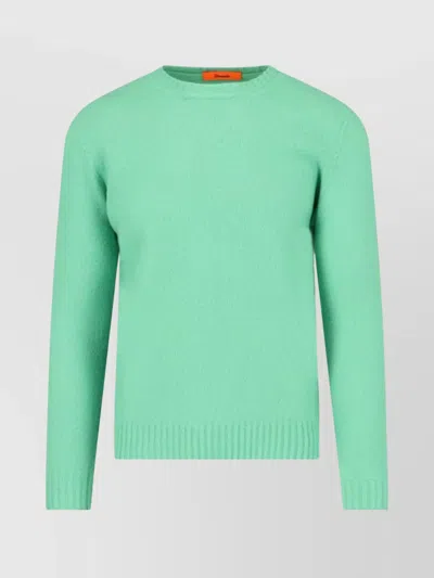 Drumohr Ribbed Crewneck Lambswool Jumper In Green