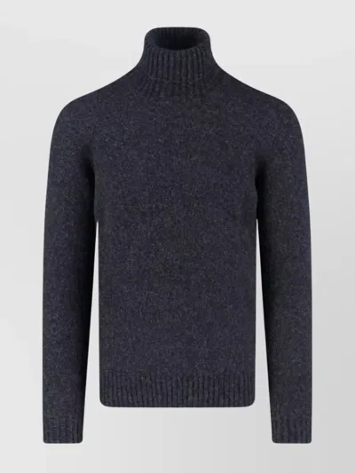Drumohr Ribbed Crewneck Sweater Long Sleeves In Gray