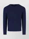 Drumohr Ribbed Crewneck Sweater With Cuffs And Hem In Blue