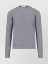 Drumohr Crewneck Sweater In Grey Melange Wool Ribbed Trim