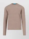 Drumohr Crewneck Sweater In Beige Wool Ribbed Trim