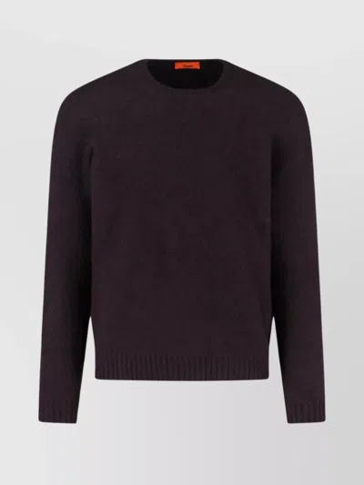Drumohr Ribbed Crewneck Sweater With Long Sleeves In Blue