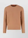 Drumohr Ribbed Crewneck Sweater With Long Sleeves In Brown