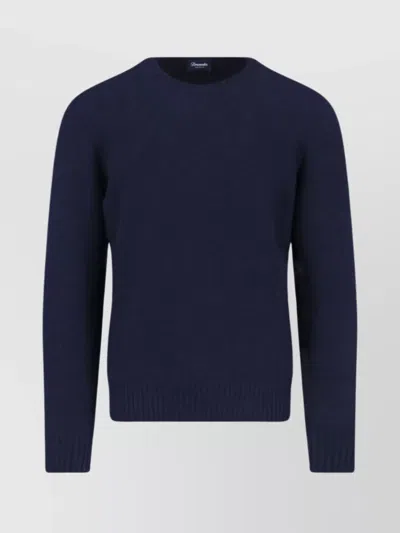 Drumohr Ribbed Cuff Crew Neck Sweater Design In Blue