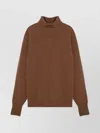 Drumohr Ribbed Cuffs Wool Turtleneck Sweater In Brown