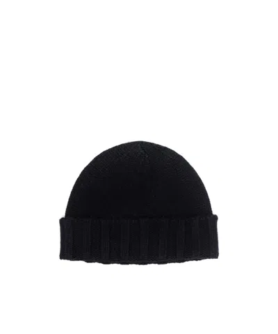 Drumohr Ribbed-hem Cashmere Beanie Hat In Black