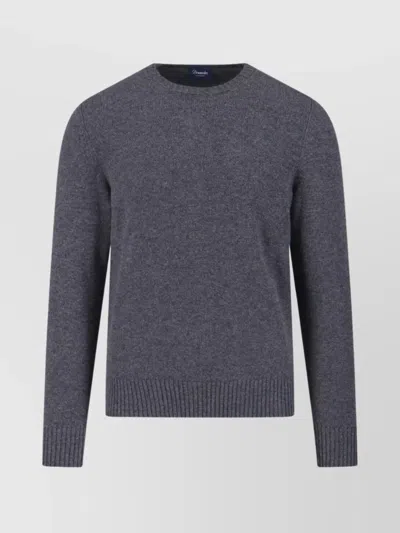 DRUMOHR RIBBED HEM LONG SLEEVE CREW NECK SWEATER