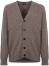 Drumohr Long-sleeved Knitted Cardigan In Brown