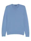 Drumohr Ribbed Merino Wool Long Sleeve Sweater In Blue
