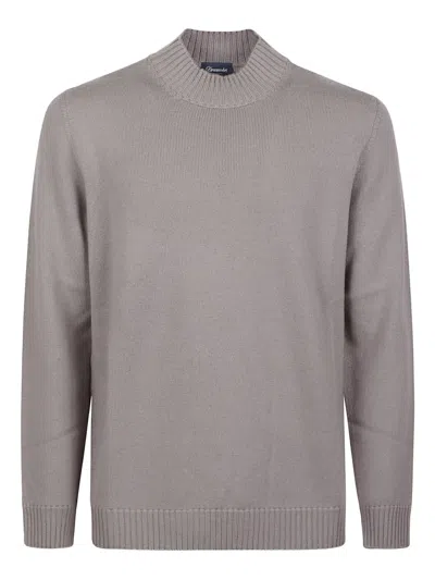 Drumohr Ribbed Mock-neck Sweater In Gray