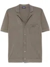 Drumohr Brown Bowling Shirt With Chest Patch Pocket In Braun