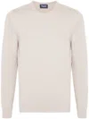 Drumohr Ribbed Texture Long Sleeve Crew-neck Sweater In Neutral