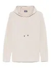 Drumohr Ribbed Textured Hoodie With Drawstring Hood