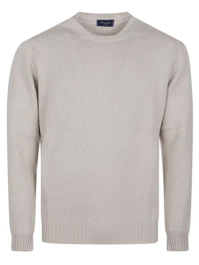Drumohr Ribbed Trim Long Sleeve Sweater For Men In Neutral