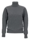 Drumohr Ribbed Turtleneck Sweater In Lambswool In Gray