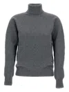 Drumohr Ribbed Turtleneck Sweater In Lambswool In Gray