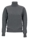 Drumohr Ribbed Turtleneck Sweater In Lambswool In Gray