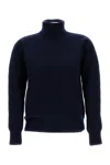 Drumohr Ribbed Turtleneck Sweater In Wool In Blue