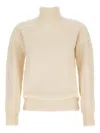 Drumohr Ribbed Turtleneck Sweater With Raglan Sleeves In Off-white In Multi