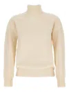 Drumohr Ribbed Turtleneck Sweater With Raglan Sleeves In Off-white In Neutral