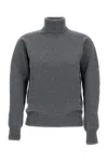 Drumohr Ribbed Turtleneck Sweater In Lambswool In Gray