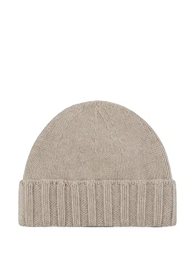 Drumohr Ribbed-knit Cashmere Beanie Hat In Neutral