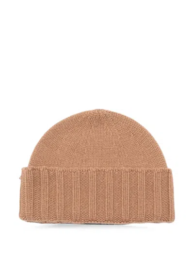 Drumohr Ribbed-knit Cashmere Beanie Hat In Brown