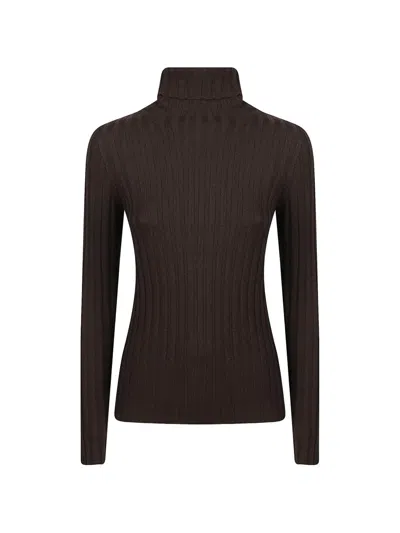 Drumohr Ribbed-knit Roll-neck Sweater In Brown