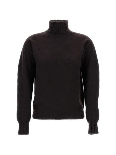 Drumohr Ribbed-trim Wool Sweater In Brown