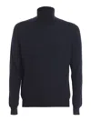 Drumohr Man Turtleneck Midnight Blue Size 48 Lambswool In Black