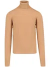 Drumohr Turtleneck Sweater In Brown Cashmere Ribbed Trim In Brown