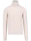Drumohr Ribbed Turtleneck Sweater Long Sleeves In Neutrals