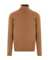 Drumohr Camel-coloured Turtleneck Sweater In Wool In Brown