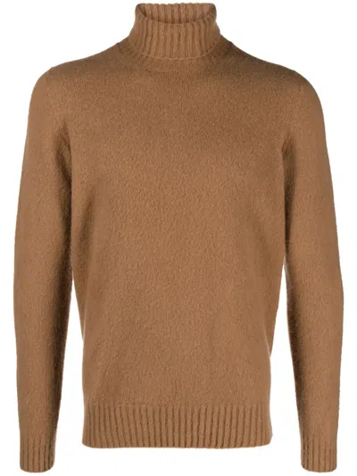 Drumohr Roll-neck Lambs Wool Jumper In Neutrals