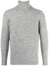 Drumohr Marl Knit Crew Neck Sweater With Ribbed Cuffs In Gray