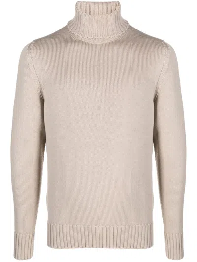 Drumohr Roll-neck Merino Wool Jumper In Neutrals