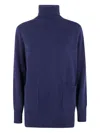 Drumohr Roll-neck Pocket Sweater In Blue