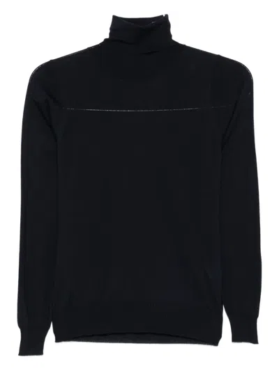 Drumohr Roll-neck Wool Sweater In Black