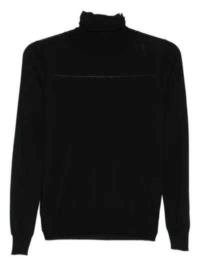 Drumohr Roll-neck Wool Sweater In Black