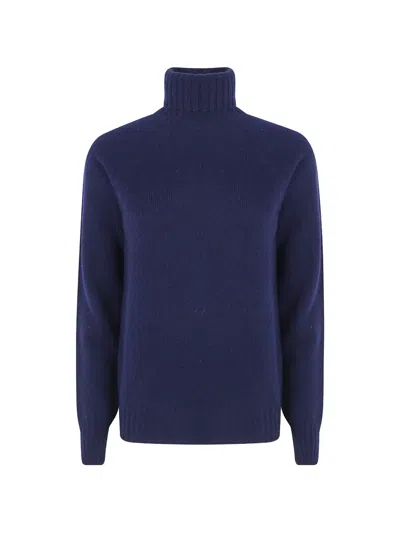 Drumohr Roll-neck Raglan-sleeve Sweater In Blue
