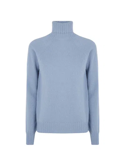Drumohr Roll-neck Raglan-sleeve Sweater In Blue