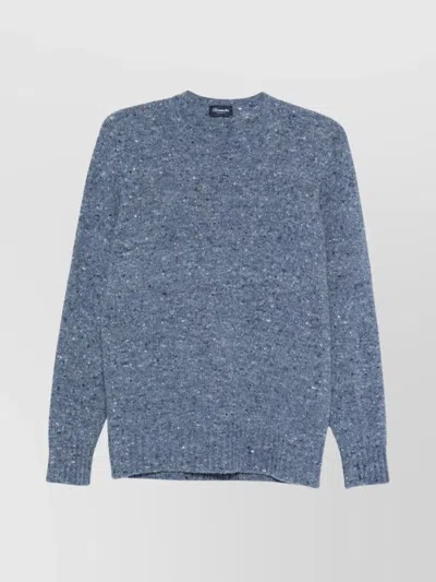 Drumohr Round Neck Border Sweater In Blue