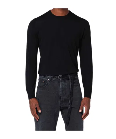 Drumohr Round-neck Long-sleeve Sweater In Black