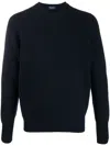 Drumohr Cashmere Crewneck Sweater With Ribbed Detailing In Black