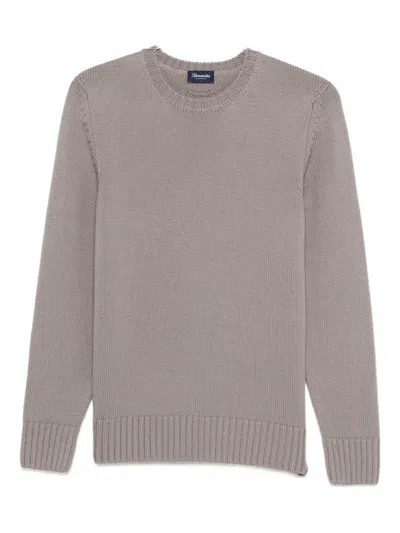 Drumohr Round-neck Merino Wool Sweater In Gray