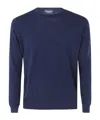 Drumohr Smooth Knit Blue Sweater With Ribbed Cuffs In Blue