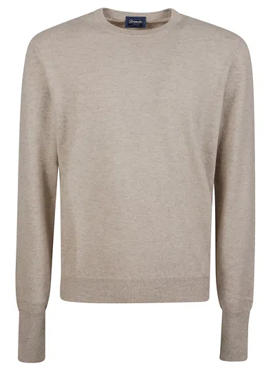 Drumohr Round Neck Ribbed Pure Cashmere Sweater In Purple