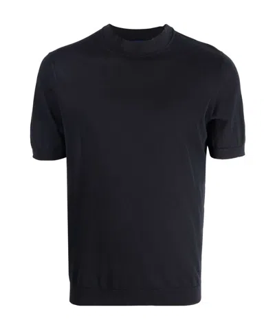 Drumohr Round Neck Short-sleeved T-shirt In Black