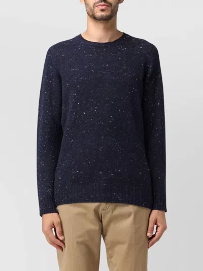 Drumohr Round Neck Speckled Knit Sweater In Black