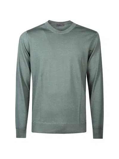 Drumohr Crew Neck Wool Sweater Long Sleeves In Gray